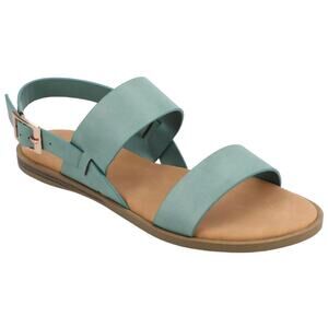 Journee Collection Women's Lavine Multi Strap Flat Sandals Blue Size 8